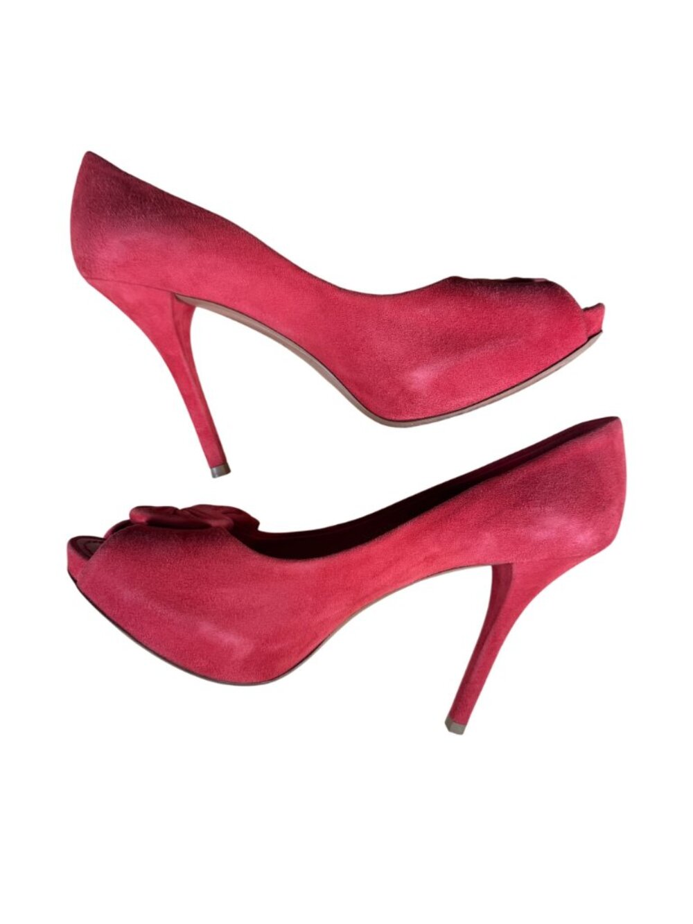 Louis Vuitton Red Suede Catania Peep Toe Platform Pumps Heels Size 38 - Picture 9 of 13